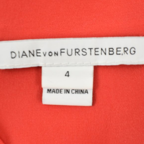 Diane von Furstenberg 4 Gilmore Blouse 100% Silk- HOT CORAL - not red - Picture 14 of 16